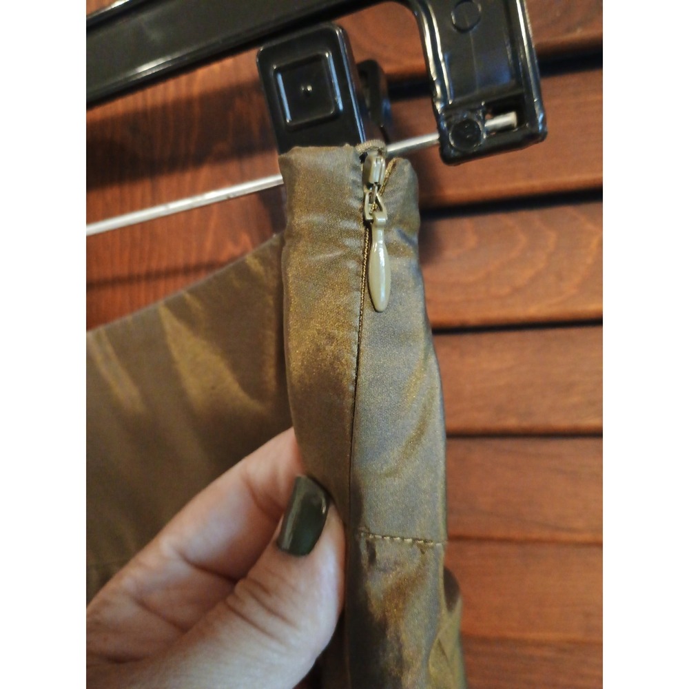 Boden Silk A-Line Floral Embellished Skirt Size US 10R Green Side Zip Irredesent - Picture 7 of 10